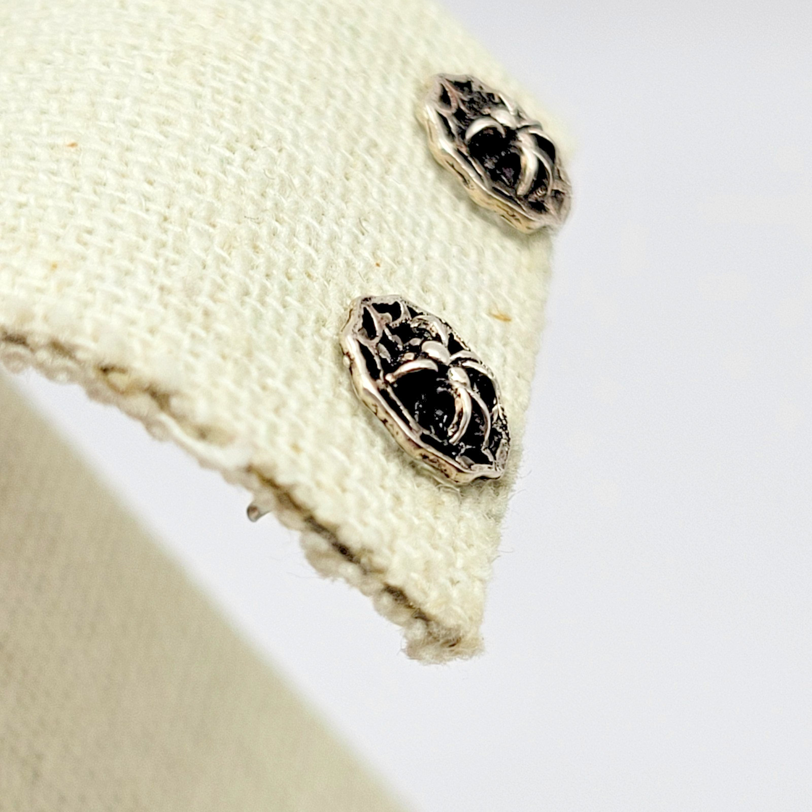 Sterling Silver Spider on Web Stud Earrings ~ 7.5mm