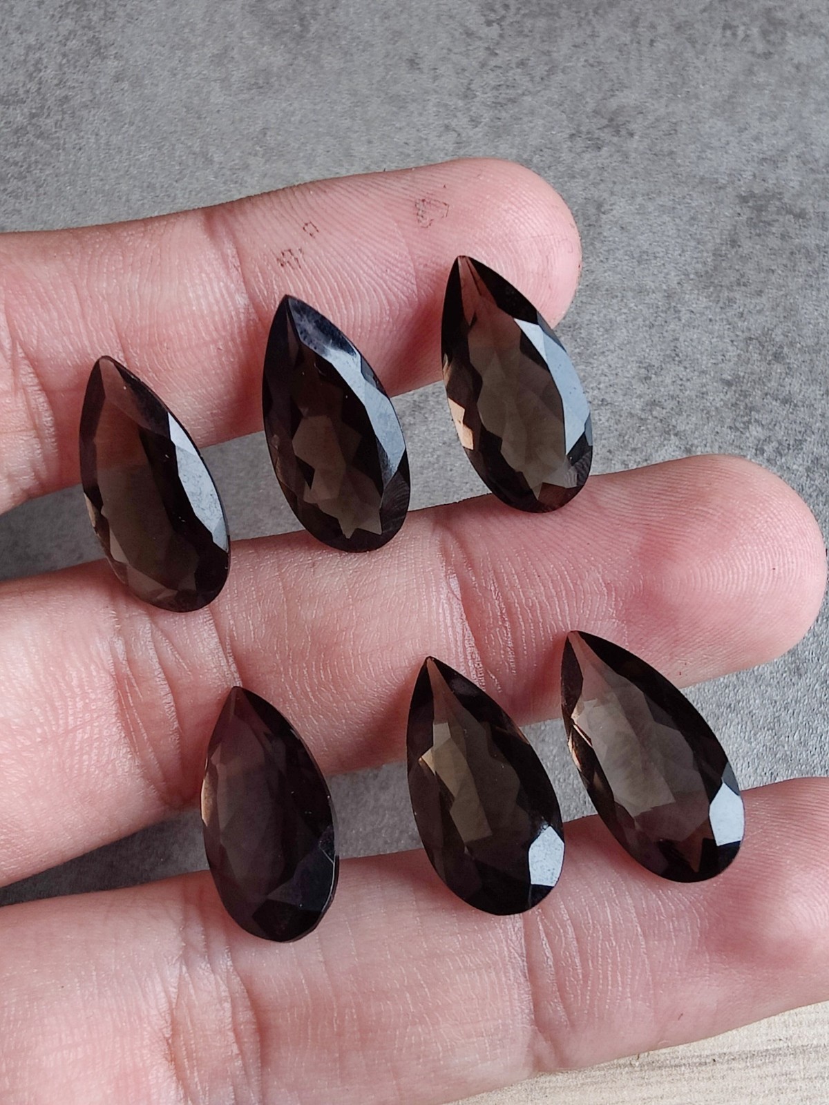 Natural Smoky Quartz Long Pear Faceted Cut 6x12mm to 12x24mm Loose Gemstone