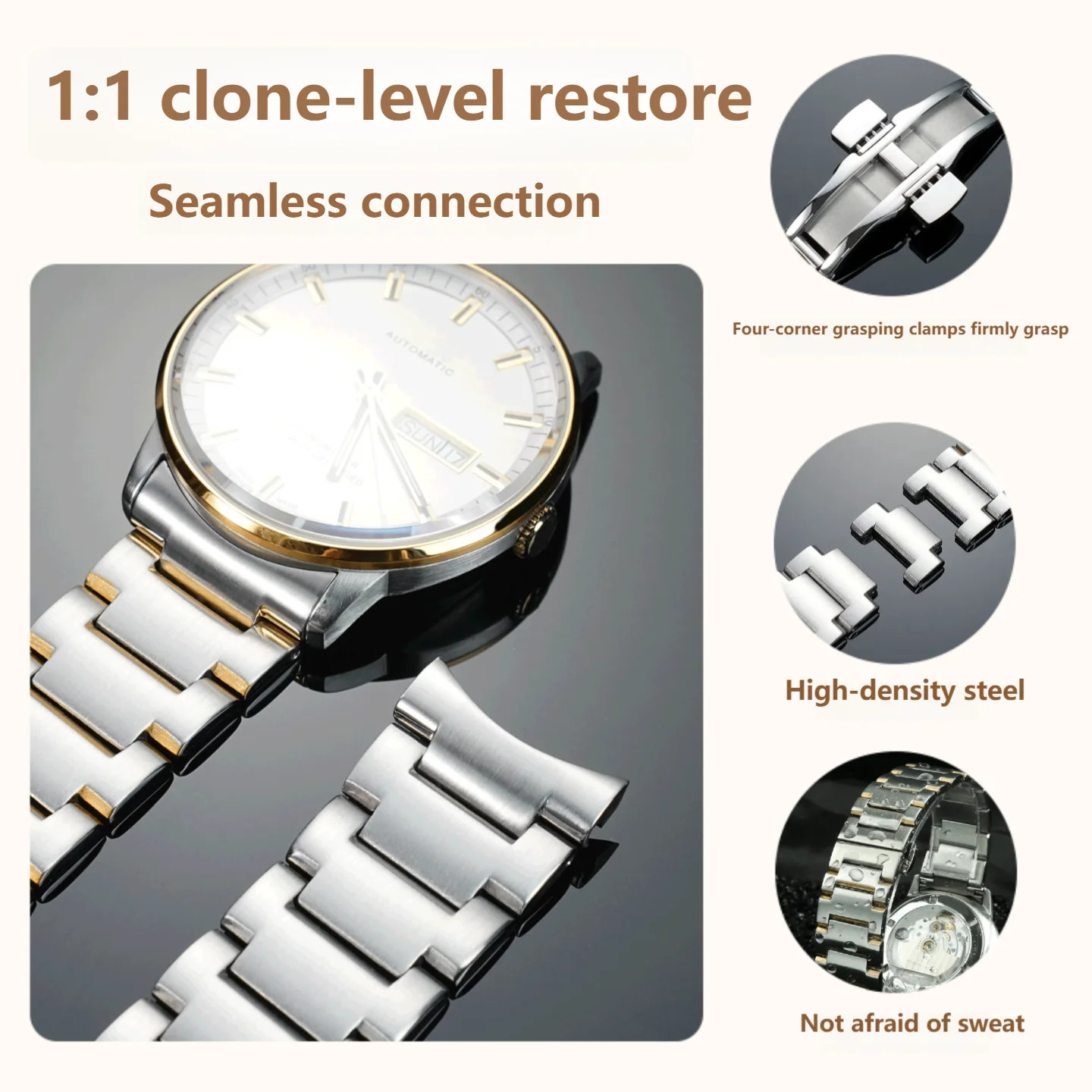 Steel Watch Strap for Mido Commander 21mm Arc Metal Bracelet Men M021 Watchband