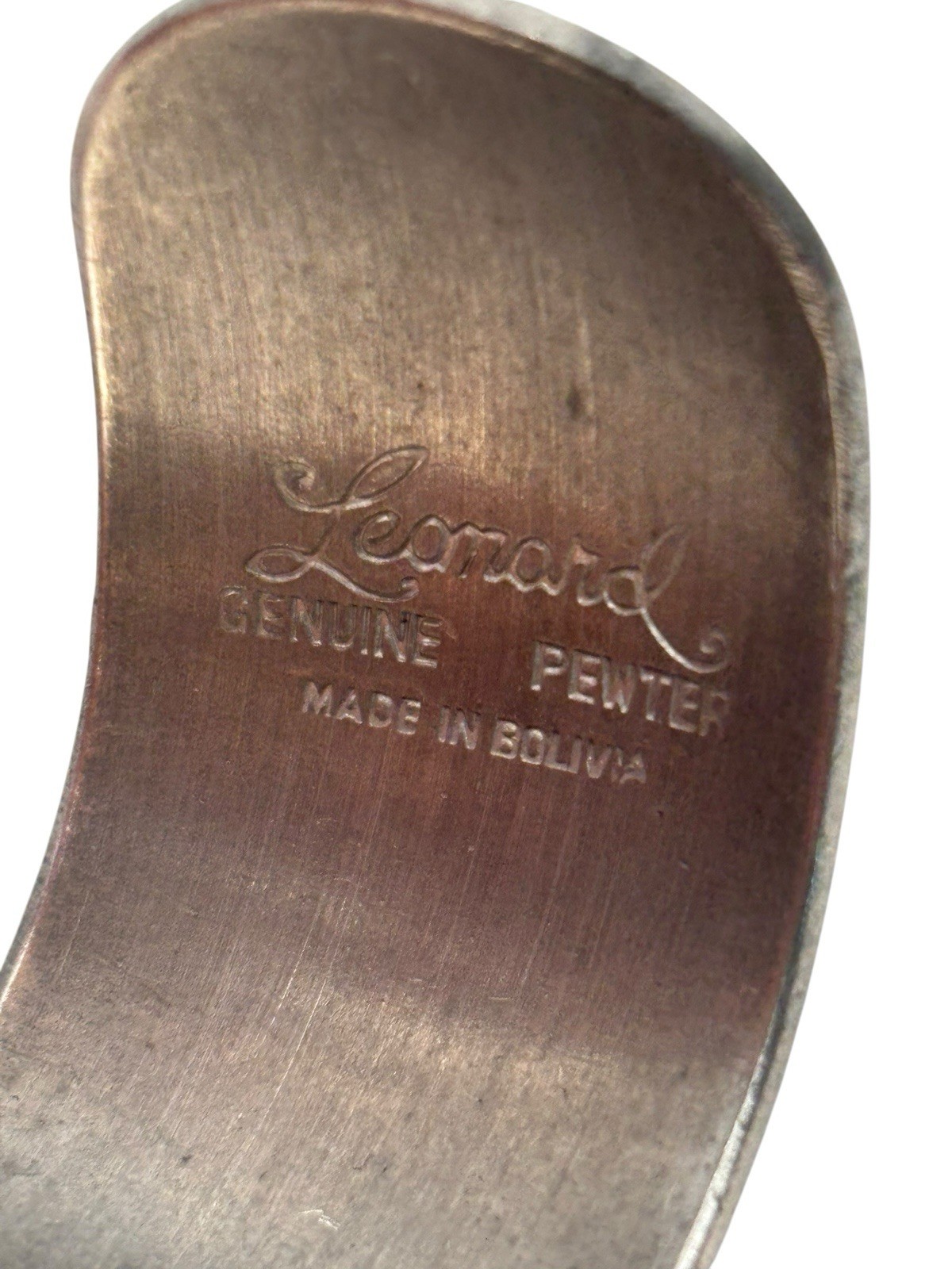 Vintage Leonard Bolivia Genuine Pewter Simple Elegant Cuff Bracelet