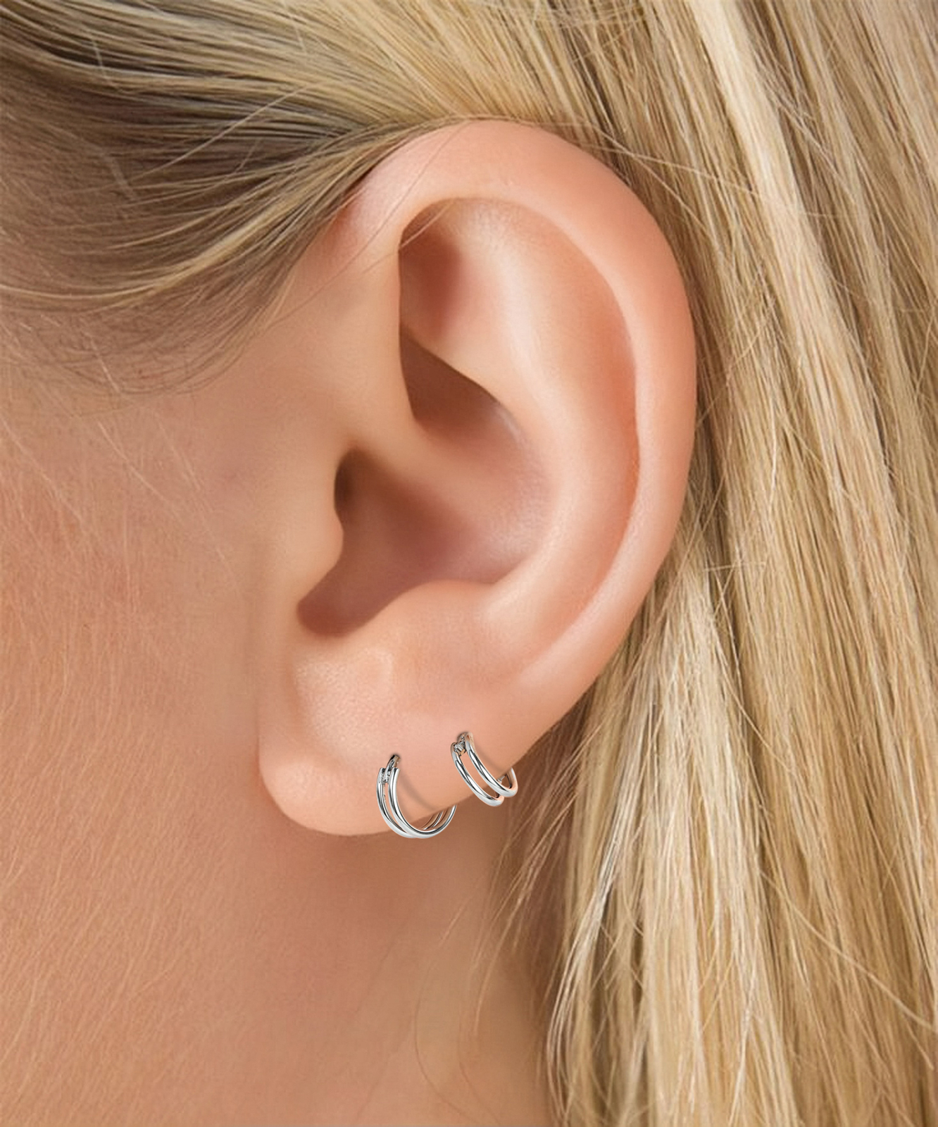 1 Pc Stainless Steel Double Nose Ring Cartilage Helix Earrings Septum Piercing