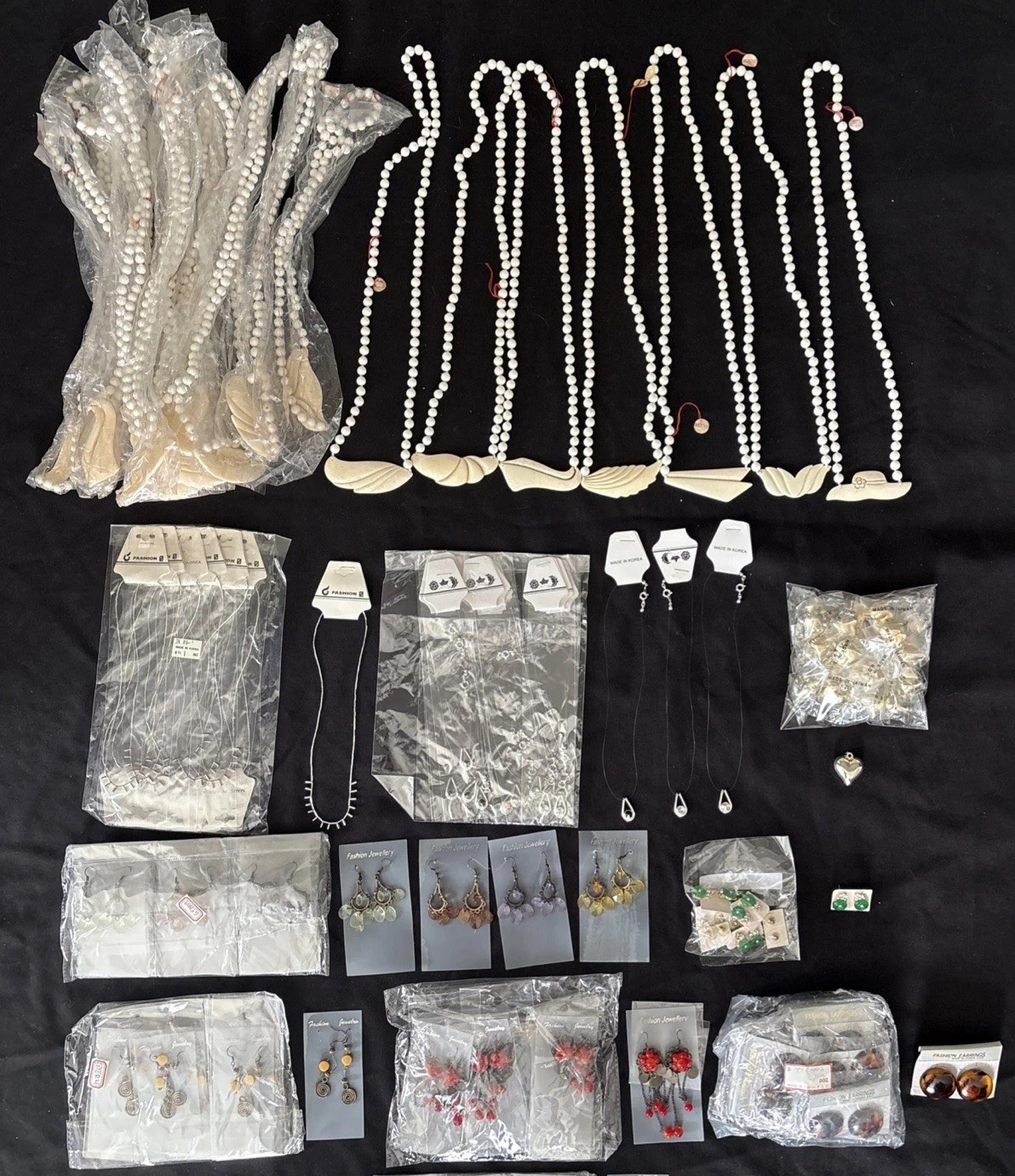 New 80’s 90’s Jewelry Mixed Lot 120 Pieces/10 Dozen Floating Necklaces Earrings