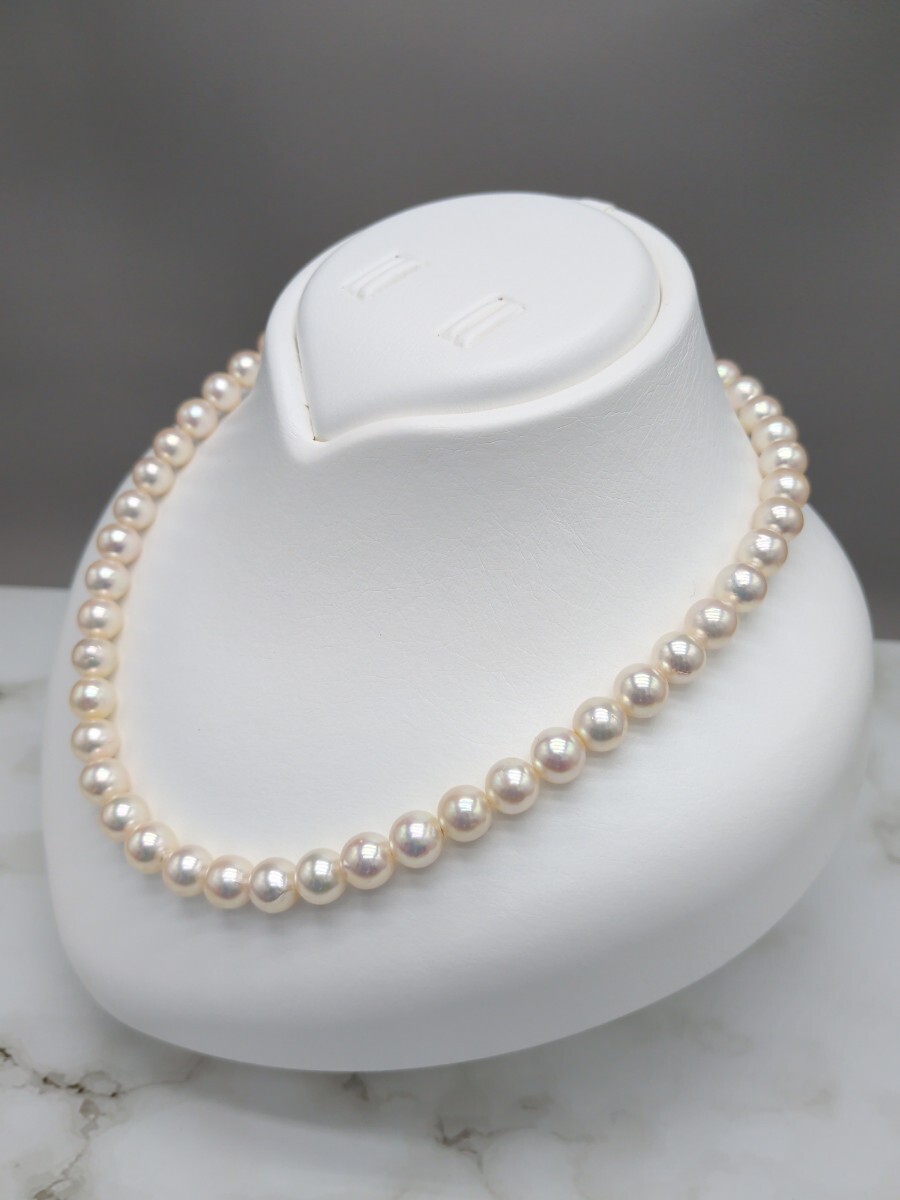 Akoya Genuine Pearl Necklace 8-8.5mm Pale White Pink Luster From Japan