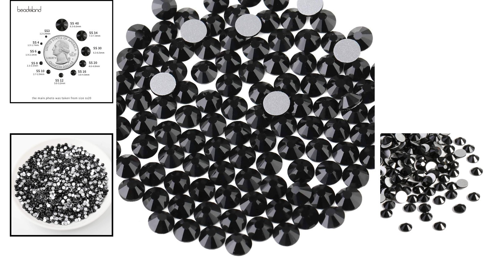 Versatile 1440-Piece Jet Black Flat Back Rhinestones for Crafting & Accessories