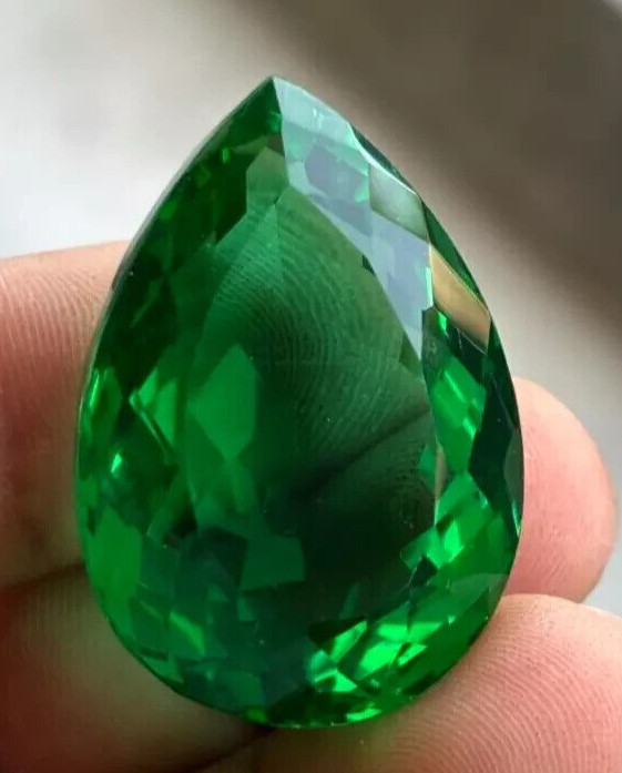 AAA+ Large Green Emerald 97.20 Ct. Pear Cut Loose Gemstone Ring for Gift Women