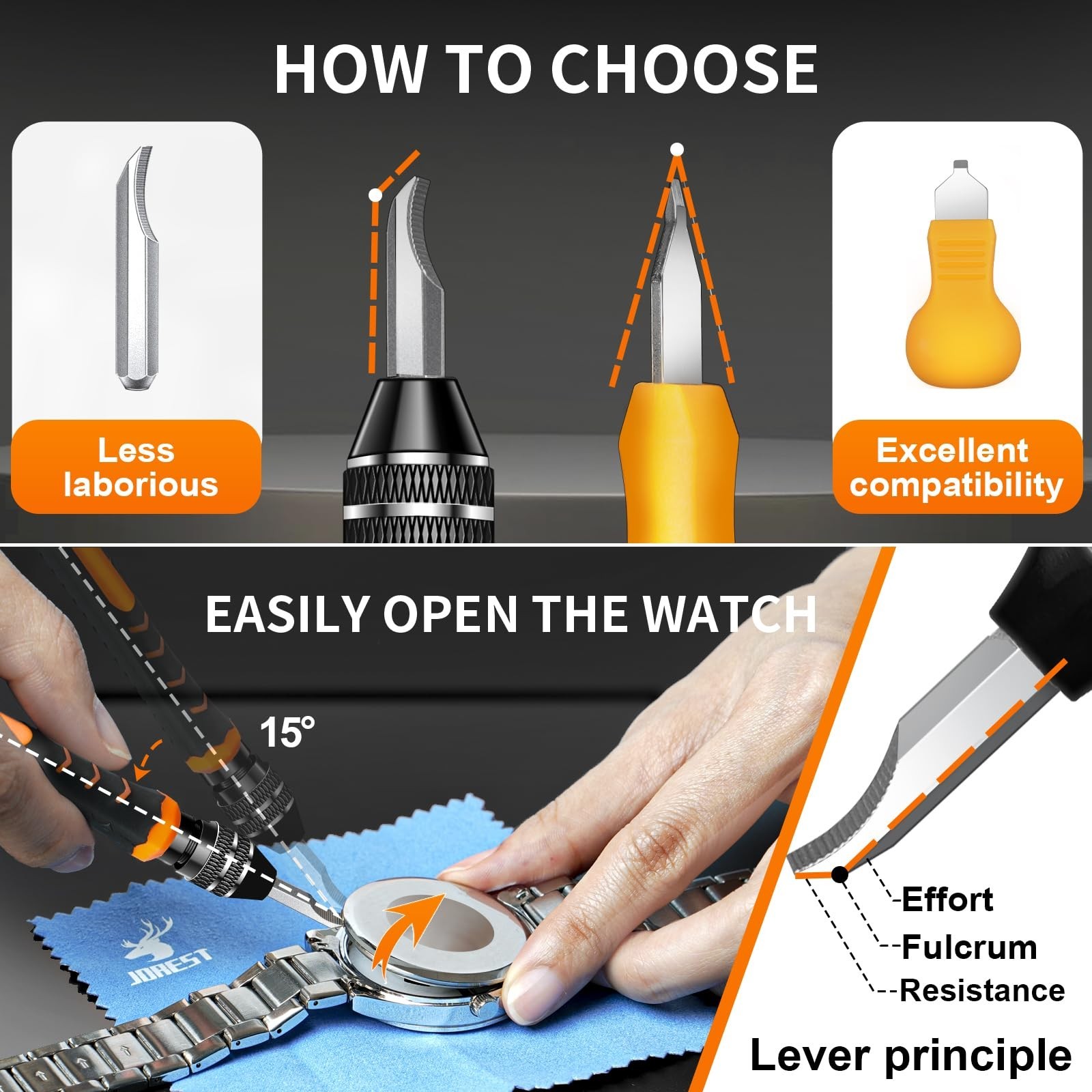 Watch Repair Tool Kit – Battery Replacement, Strap Adjustment, Case Opener, Link
