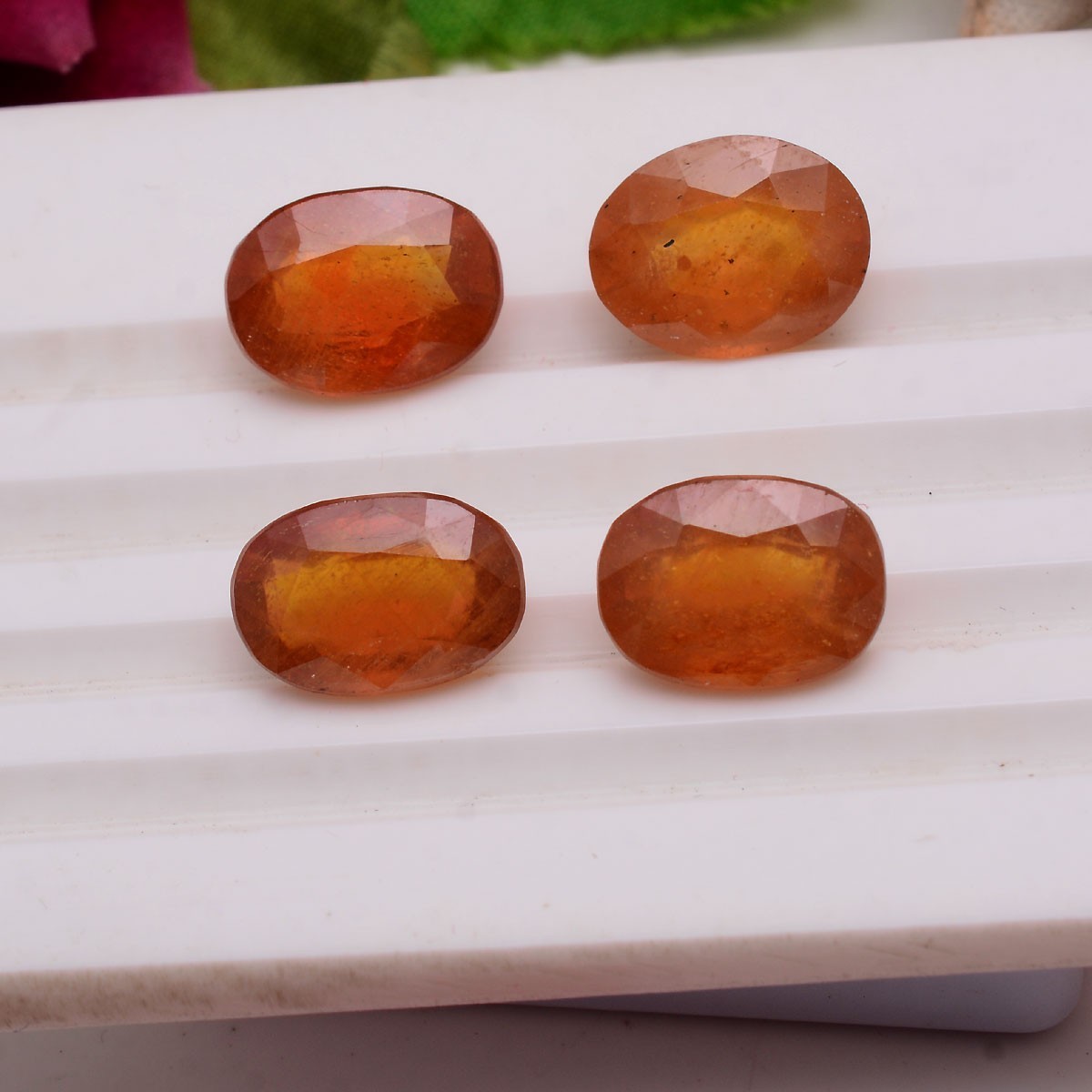 Set Of 4 Pcs Natural Yellow Sapphire 12.36mm-12.74mm Oval Cut Loose Gemstones