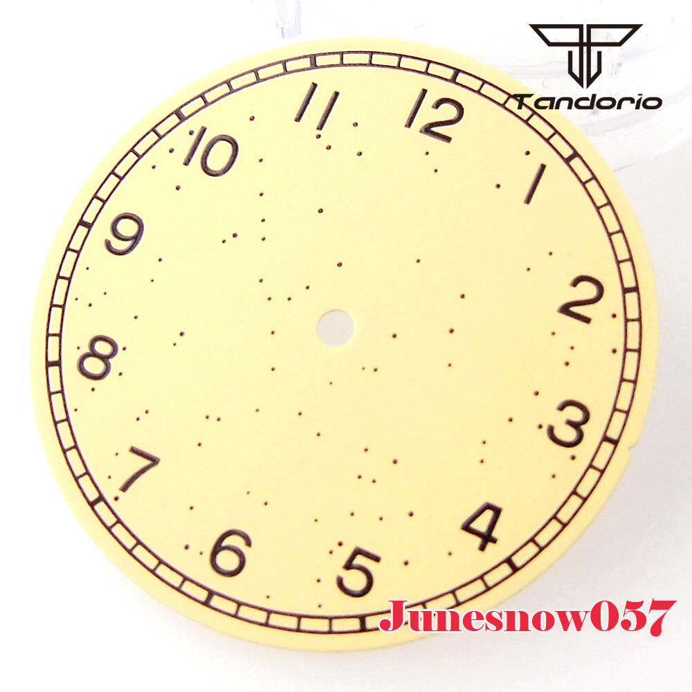 Tandorio 33.5MM Black/Yellow/White Watch Dial Fit NH35 NH36 SKX ETA2824 Movement