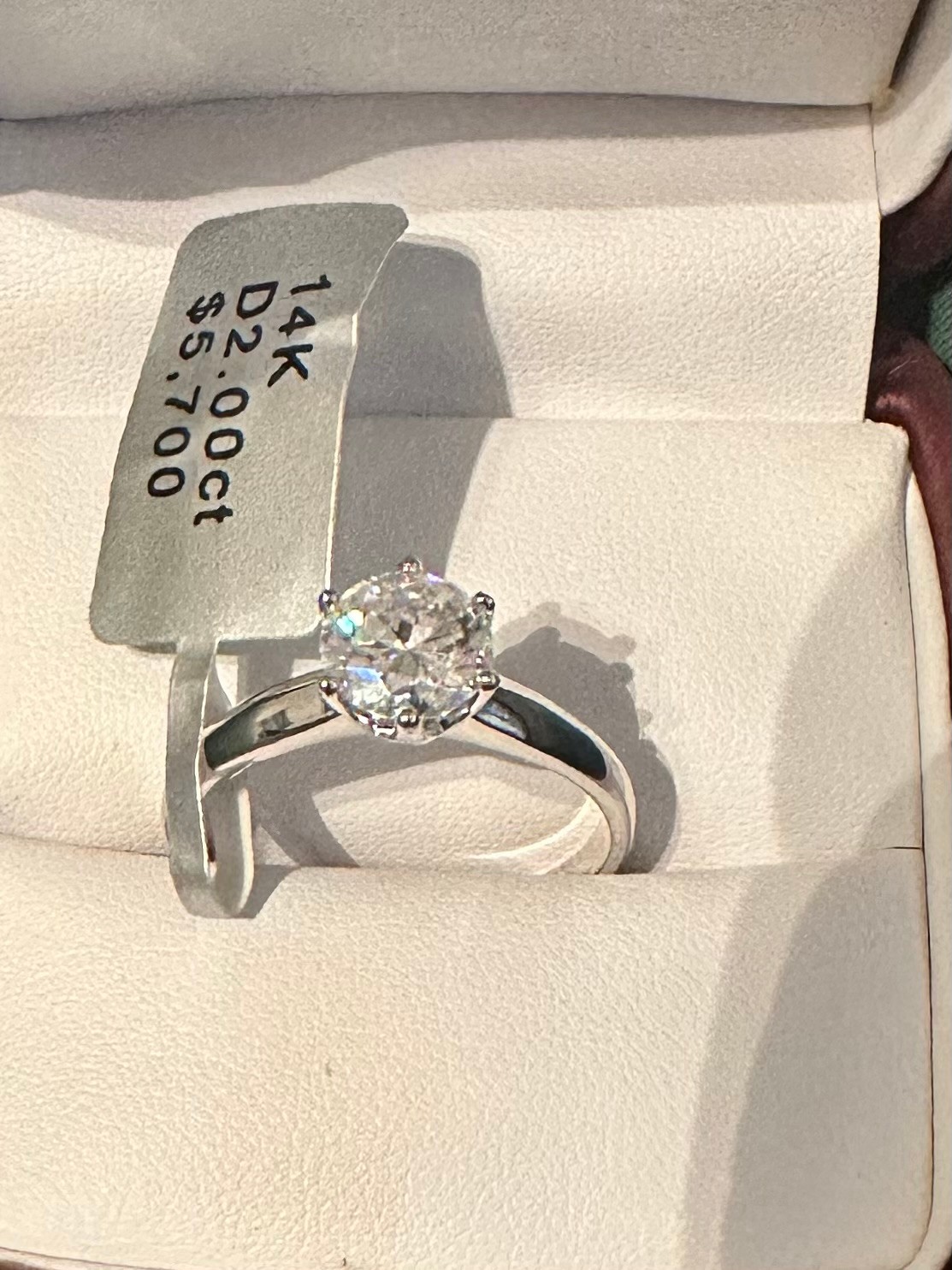 2 Ct Round Cut Moissanite Solitaire Engagement Ring 14k White Gold over 925