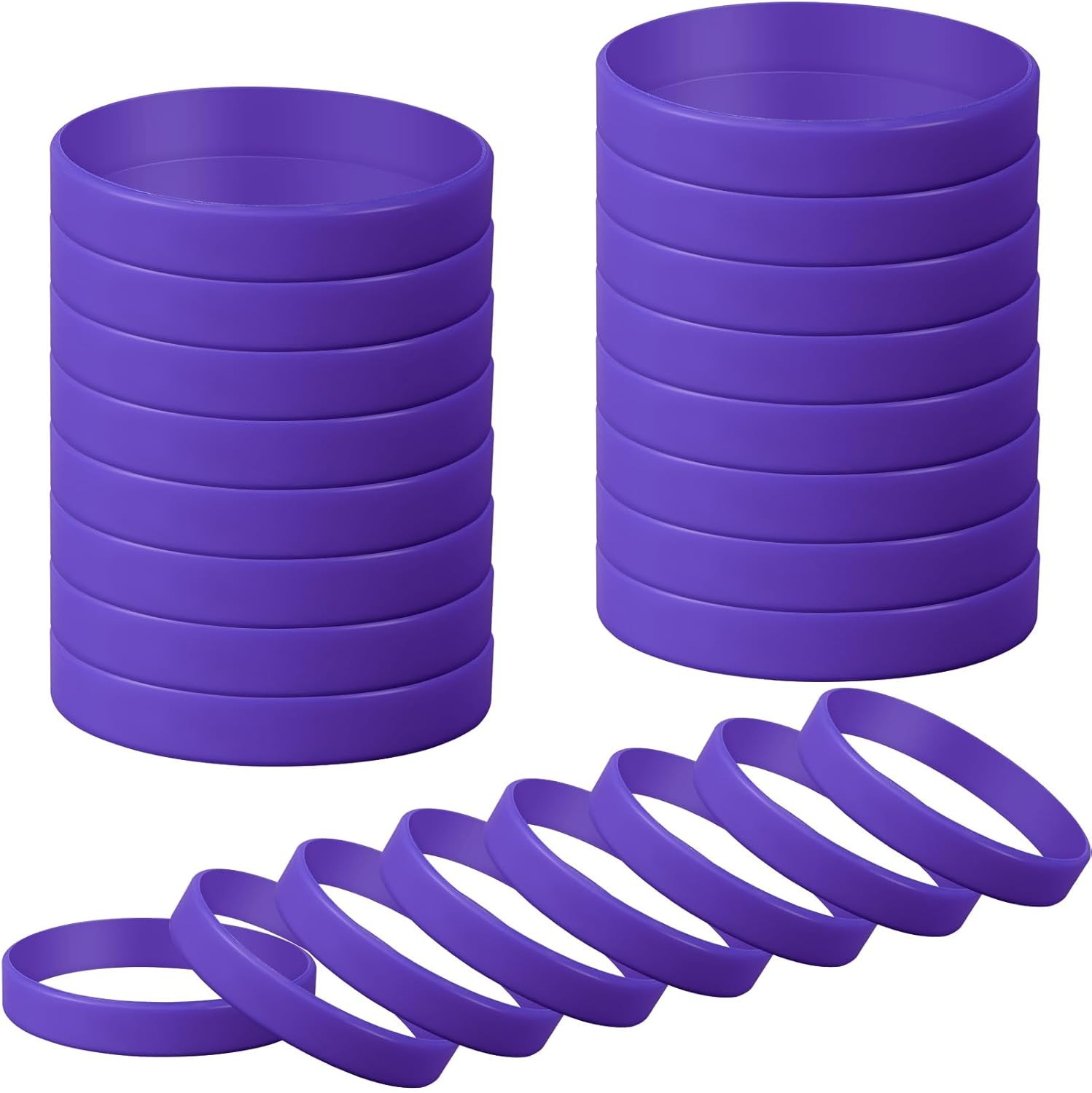 Silicone Bracelet, 24 Pcs approx 7.95 x 0.47 x 0.08 inches, purple-24