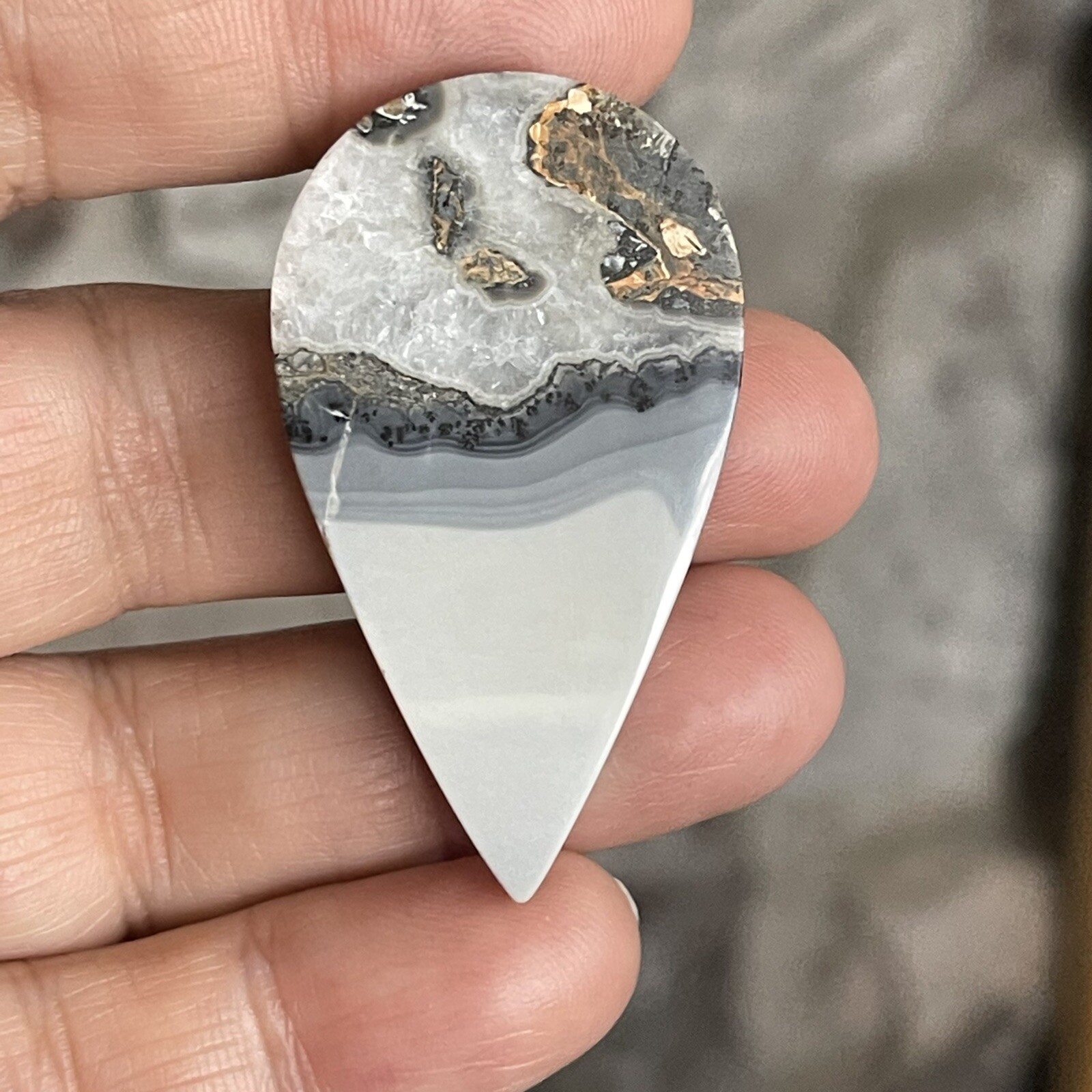 45.9x26x5.6mm Scenic Teardrop Maligano Jasper Cabochon Loose Picture Stone