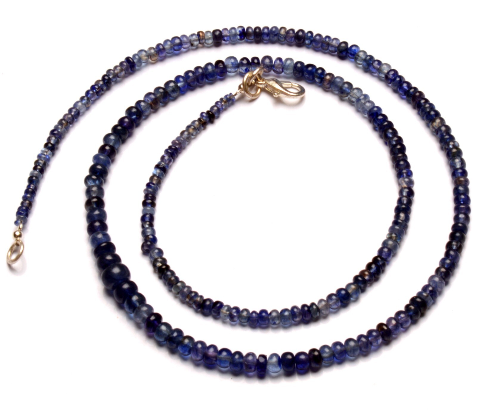 Natural Blue Sapphire Gemstone 3 to 6 mm Size Smooth Rondelle Beads 20″ Necklace
