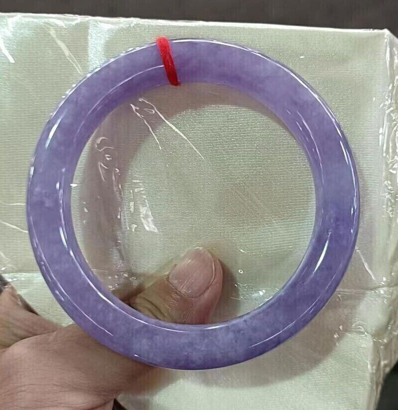 Certified Round Nature Grade AAA Icy Purple Lavender Jade jadeite bracelets 59mm