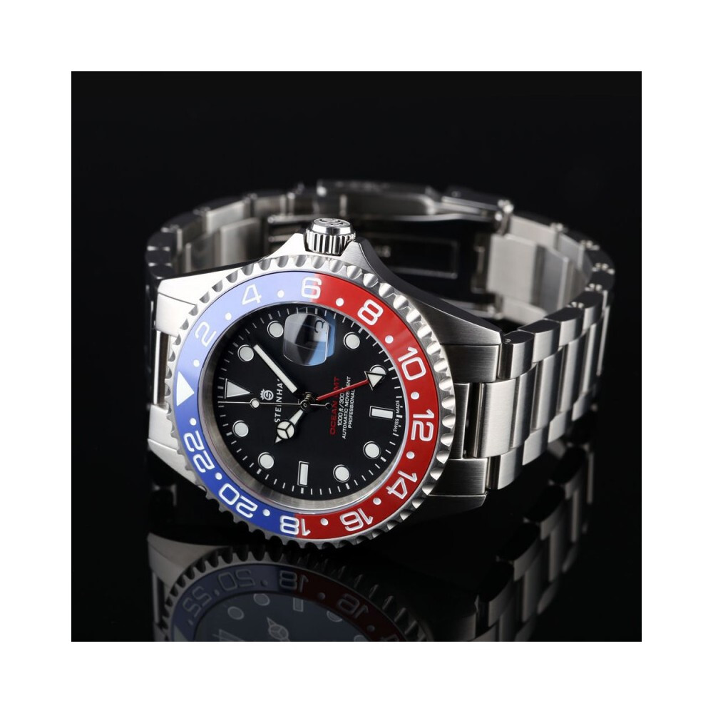 Steinhart Ocean One GMT Blue Red Swiss 42mm Men’s Swiss Diver Watch 103-1099