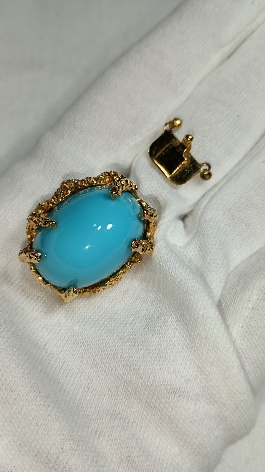Vintage Panetta Blue Glass Gold Tone Beaded Necklace Clasp ONLY
