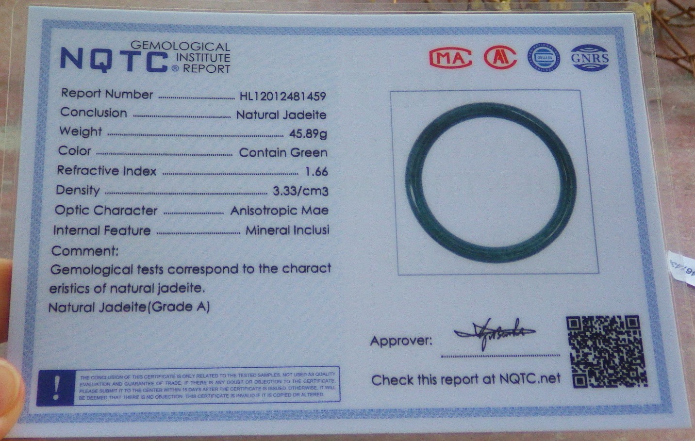 Video Certified Natural A JADE JADEITE Circle Bangle Bracelet 69 mm 134027