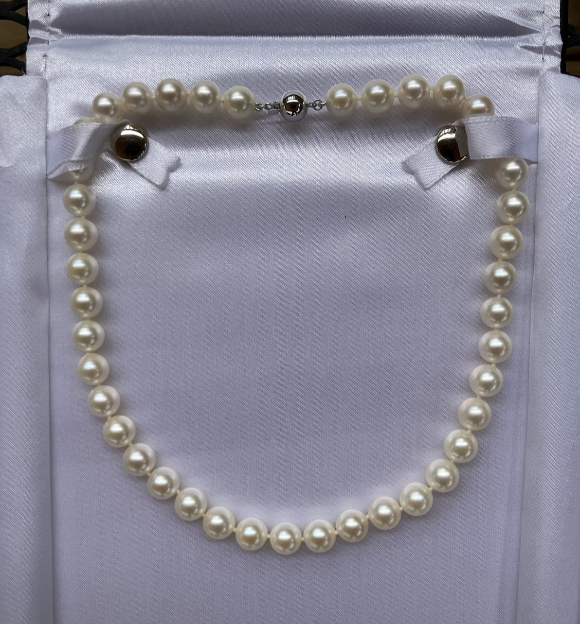 Extra Large Akoya Pearl Necklace 14K White Gold Clasp 8.5-9.0mm AAA
