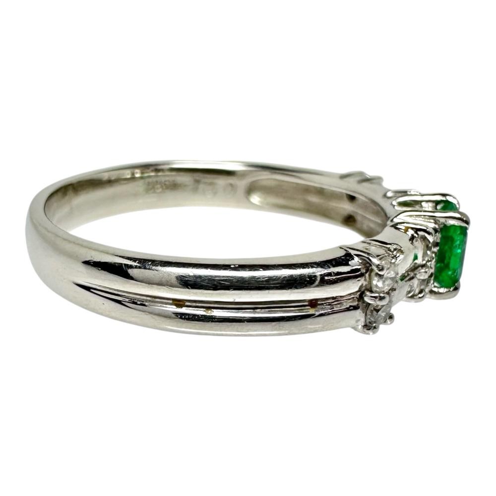 US 7.4 Emerald 0.27ct diamond Total 0.17ct Ring Pt900Platinum 5.4g Women