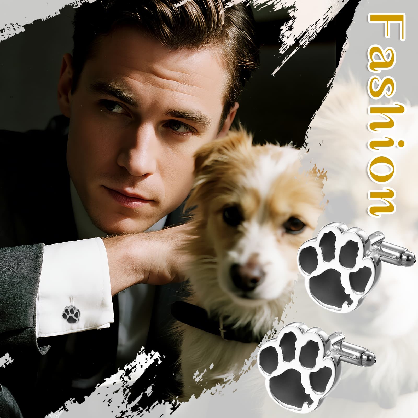 Men’s Pet Paw Print Dress Cufflinks Casual Business Accessories for Daily Wear