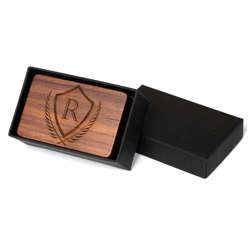 Mens Initial Cufflinks and Tie Clip A-Z Alphabet Letter Black Classic-R