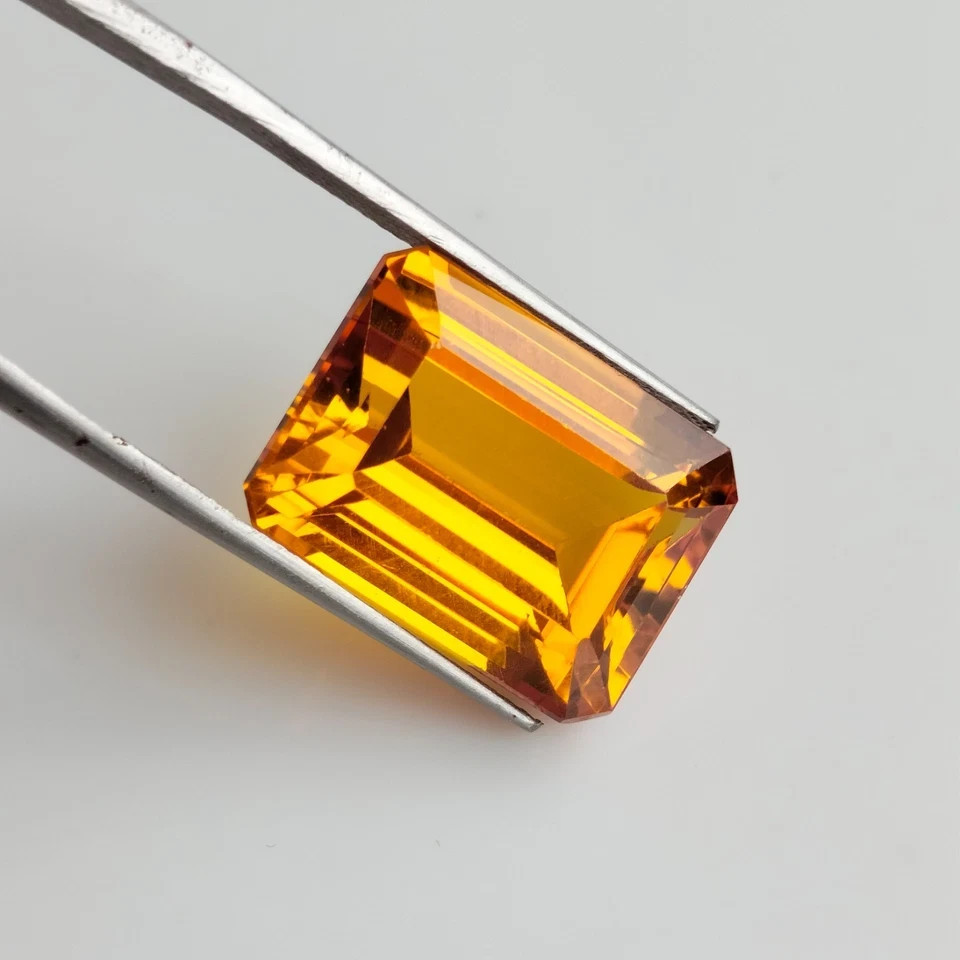 25.20 Ct Natural Fanta Orange Sapphire Emerald Cut Certified Gemstone Sri Lanka