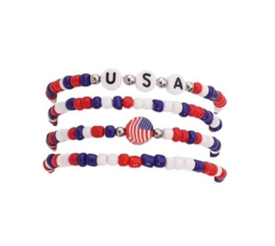4th of Julymerican Beaded Bracelet July Fourth Patriotic Stackable Beads A