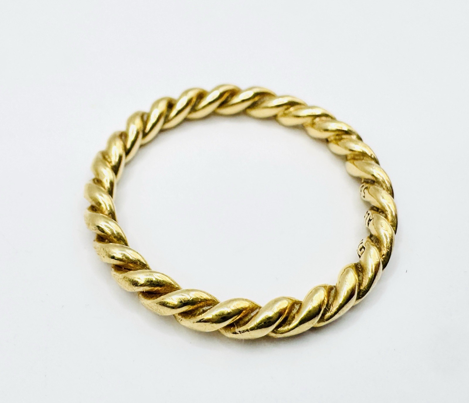 Authentic Pandora 14K Yellow Gold Twisted Rope Band Ring 585 ALE Size 7.5, 2.8g