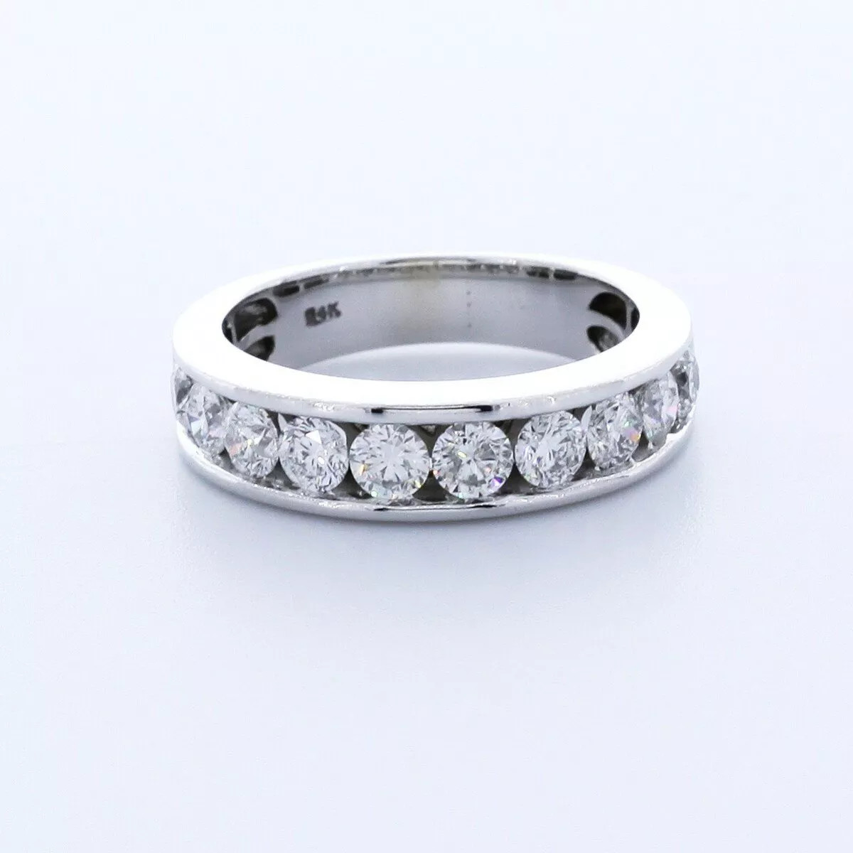 14K White Gold Classic Wedding Band Classic 2 CT Round Lab-Grown Diamond D VVS1
