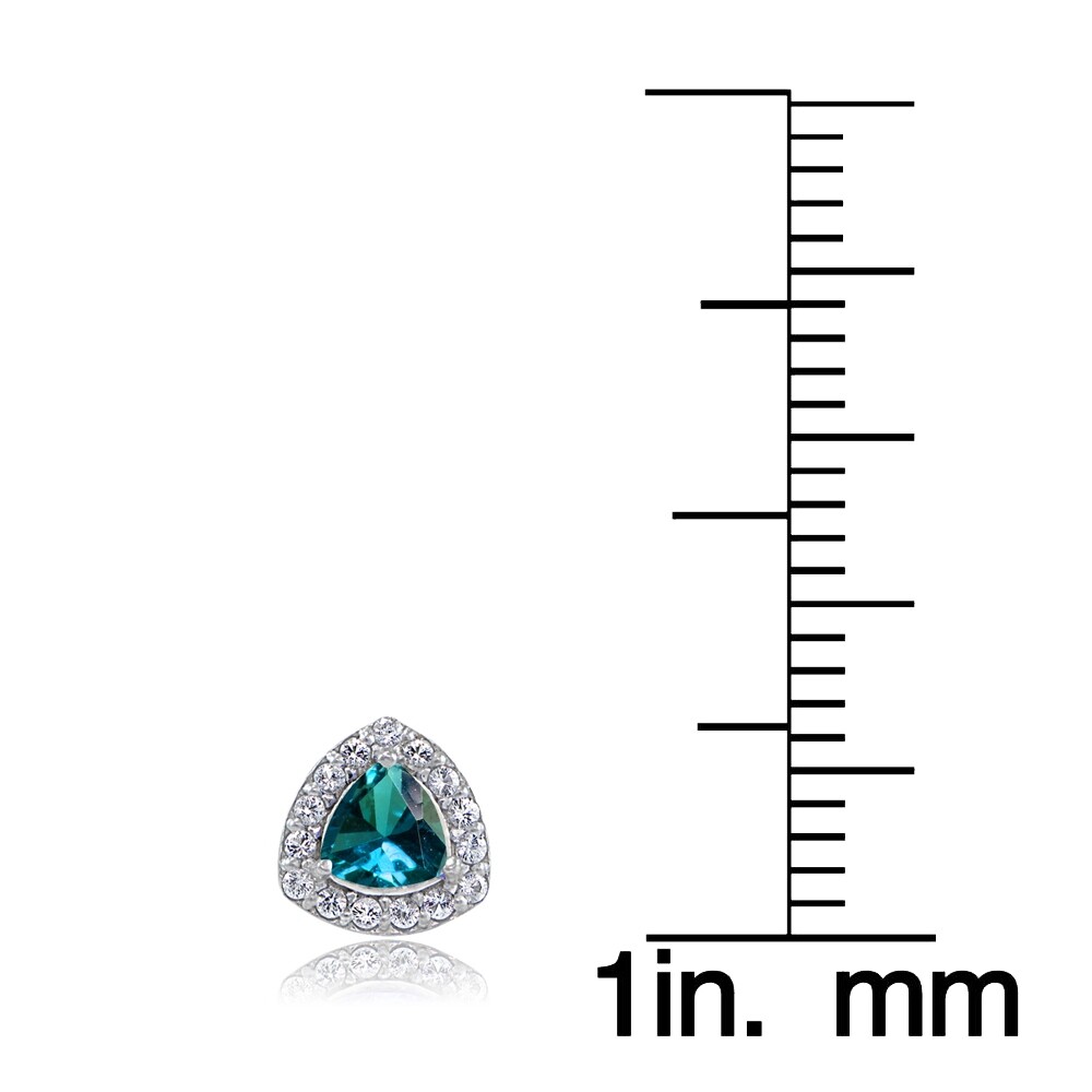 Sterling Silver London Blue Topaz & White Topaz Trillion-Cut Stud Earrings