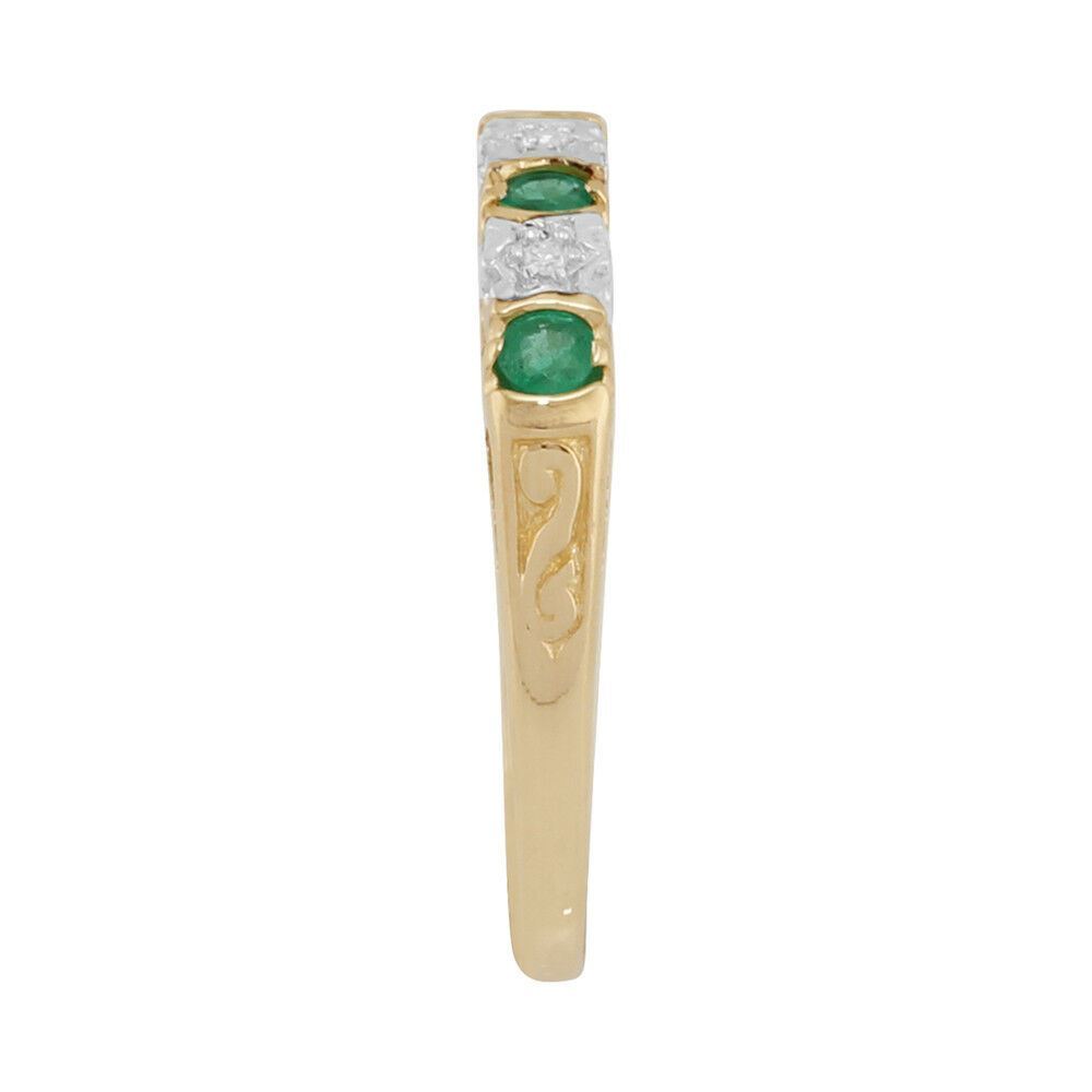 Classic Emerald & Diamond Eternity Ring in 9ct Yellow Gold