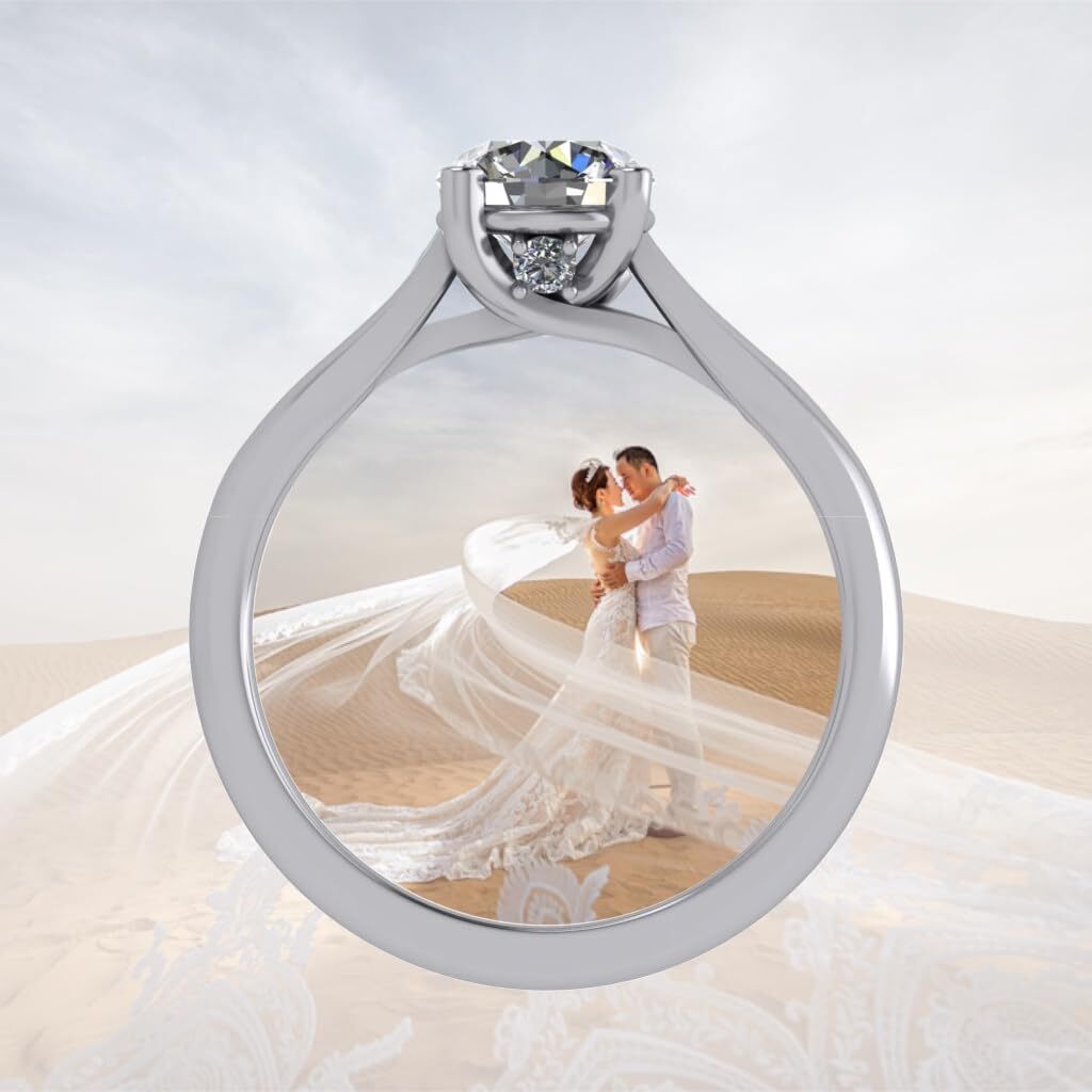 NANA Jewels Lucita Solitaire Round Cut Engagement Wedding Ring- Sterling Silver