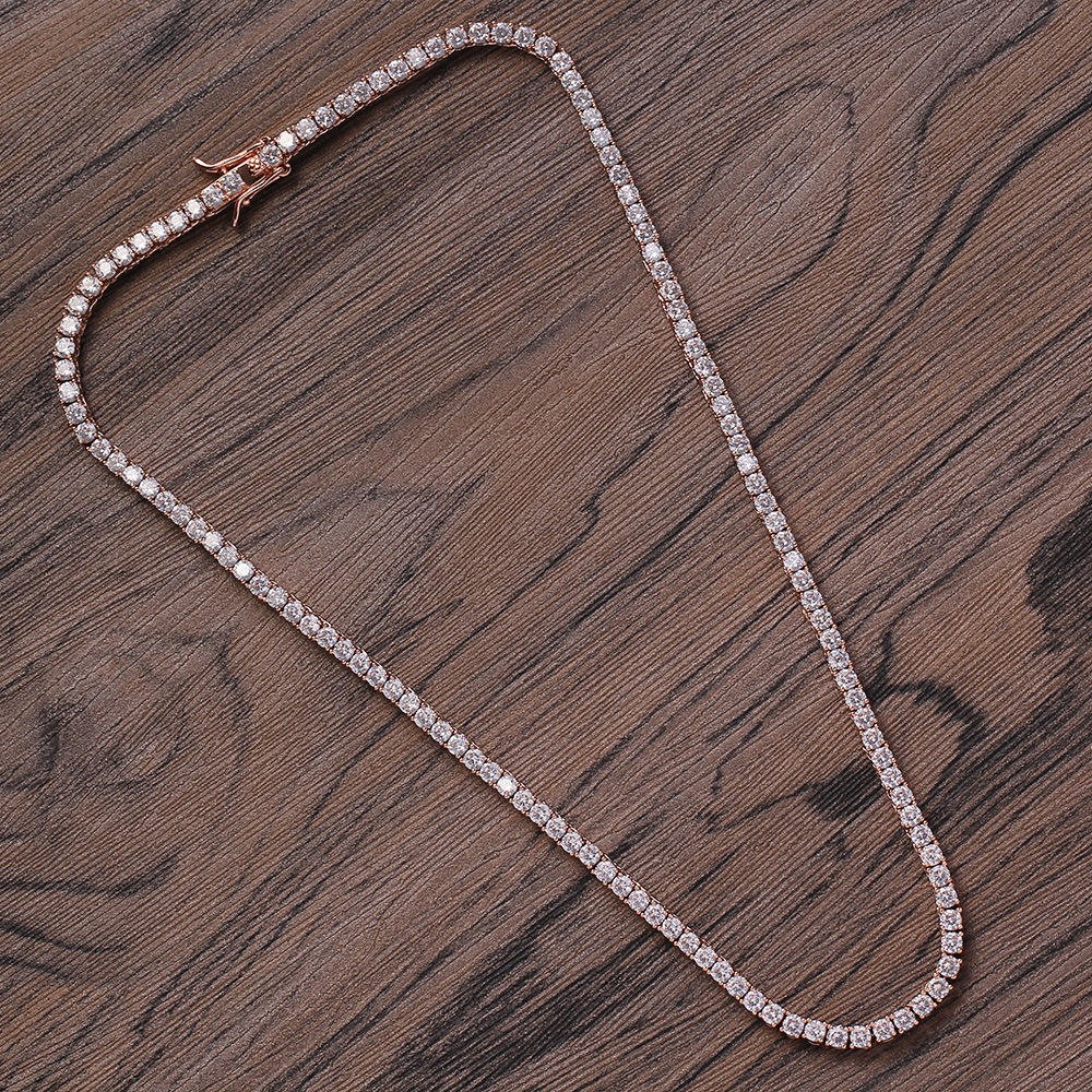 5MM Round Cut Lab Created Moissanite Tennis Necklaces Handmade Wedding Necklaces