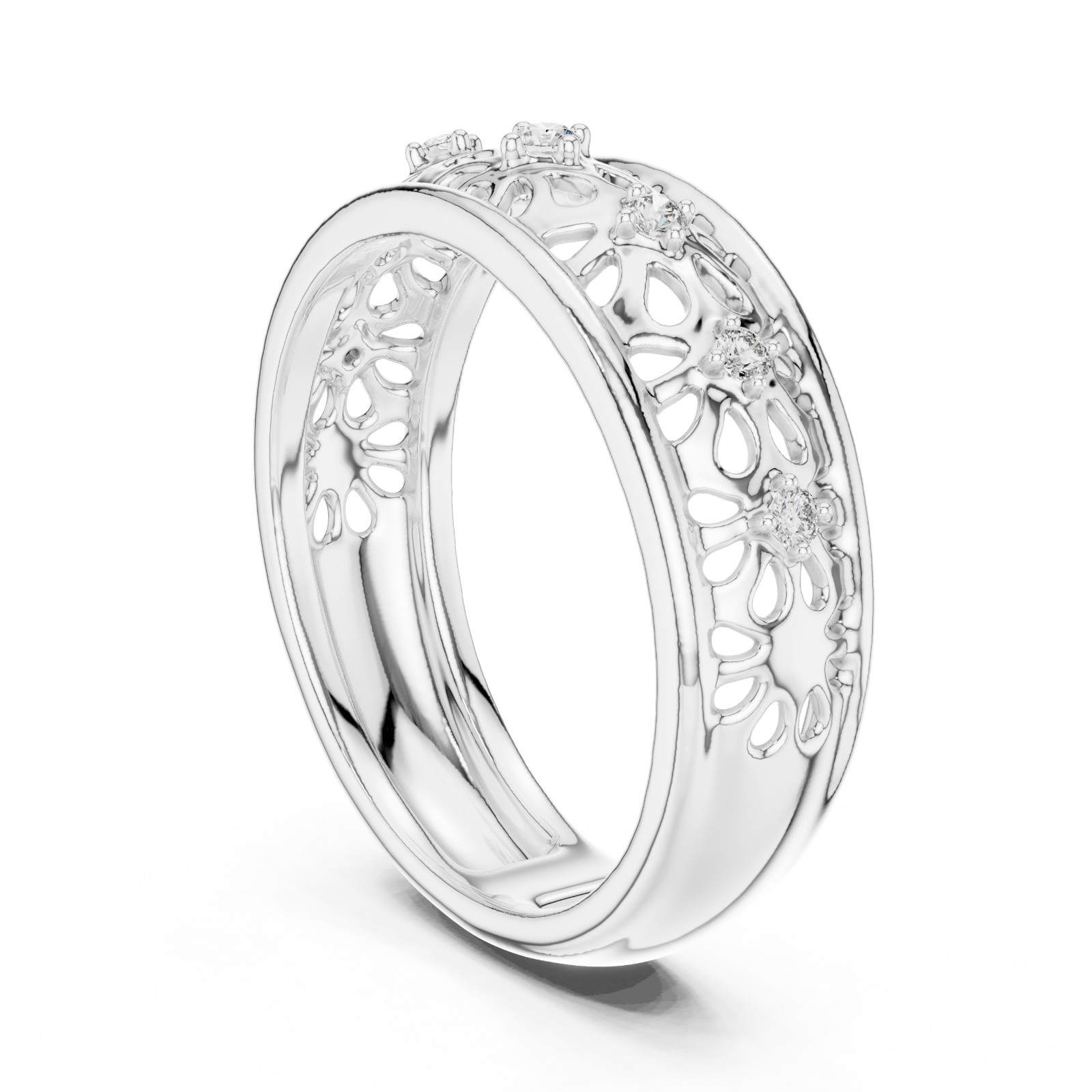 Natural Certified Diamond Half Eternity Lovely Engagement Ring 14k Gold Over
