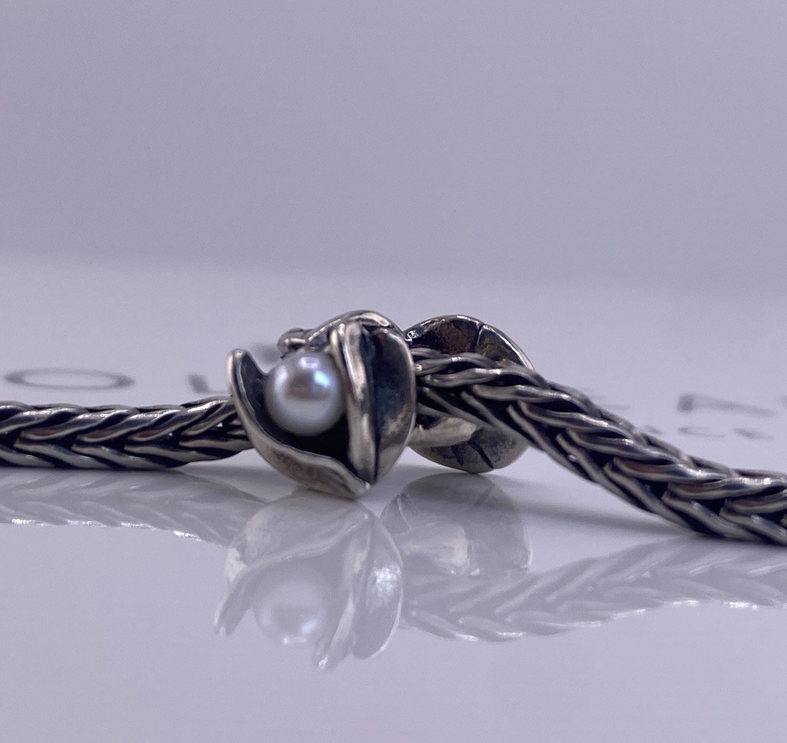 Trollbeads Bindweed of September Bead Pearl Sterling Silver Flower Charm New