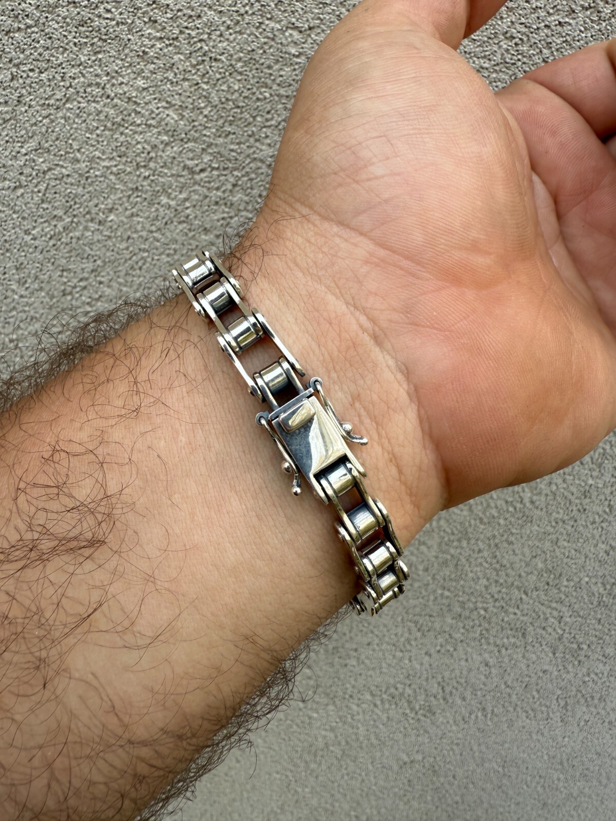 Bicycle Link Bracelet Real 925 Silver Oxidized Handmade 9mm Bike Motorcycle