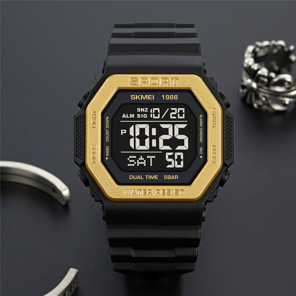 SKMEI Men Watch Rectangle Sport Watches Students Boy LED Date Digital Wristwatch