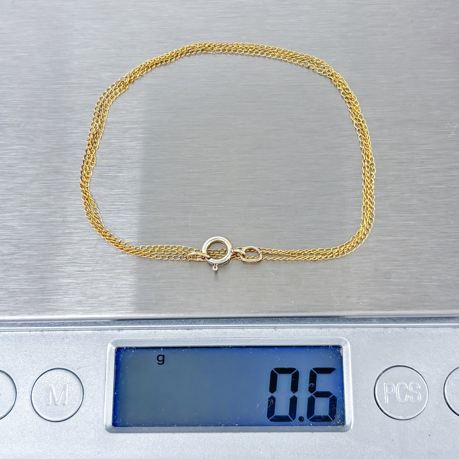 Vintage Gold-Tone Sterling Silver 925 0.9mm Curb Link Chain Necklace 18.5″