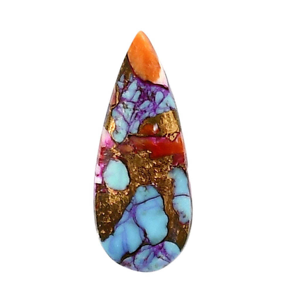 Kingman Orange Dahlia Turquoise 10.5×25.5×3 mm Pear Shape Gemstone LS78-05339