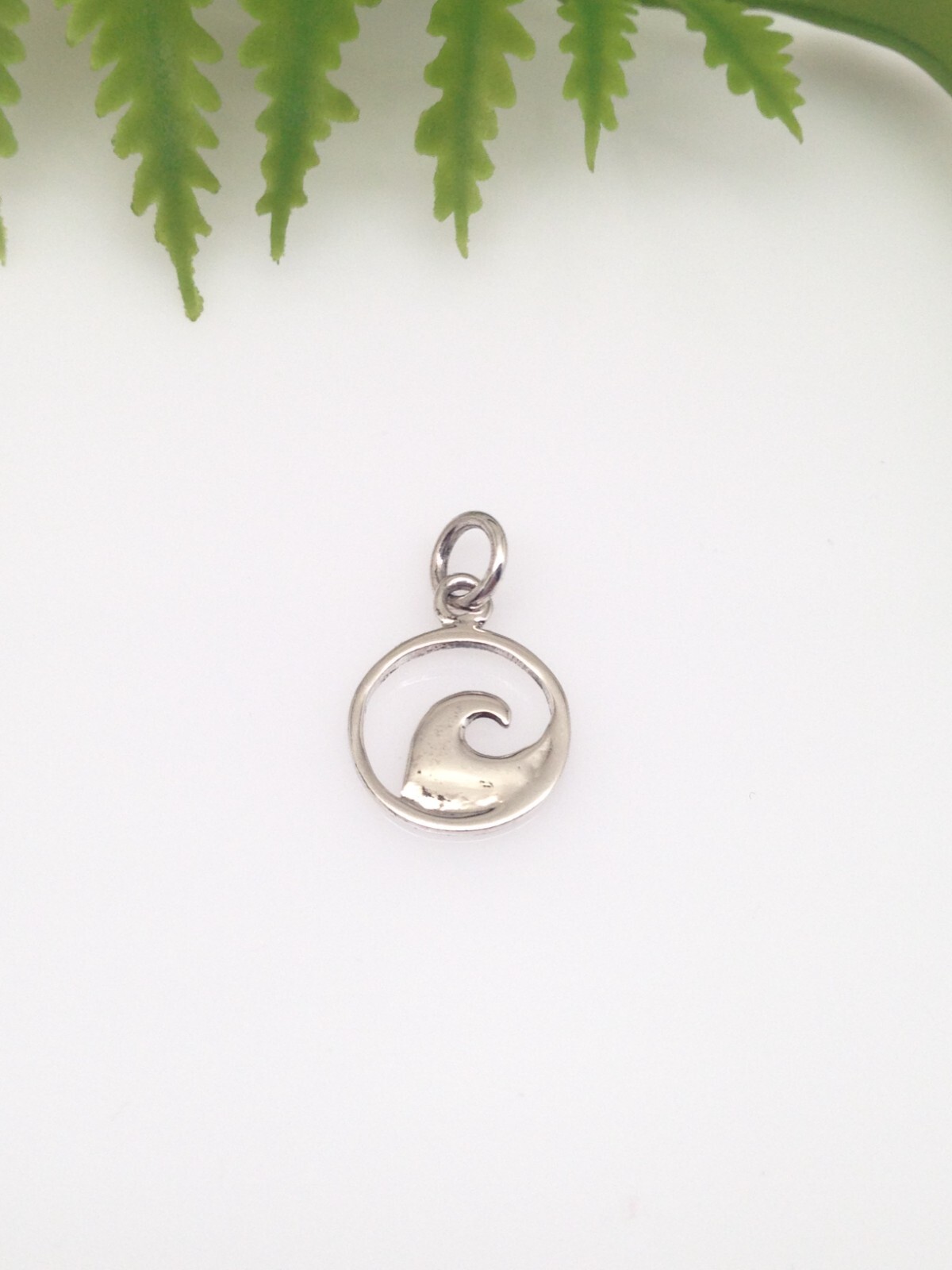 925 Sterling Silver Ocean Wave Pendant TINY Charm Women 11.8mm(0.46″)/19mm0.75″