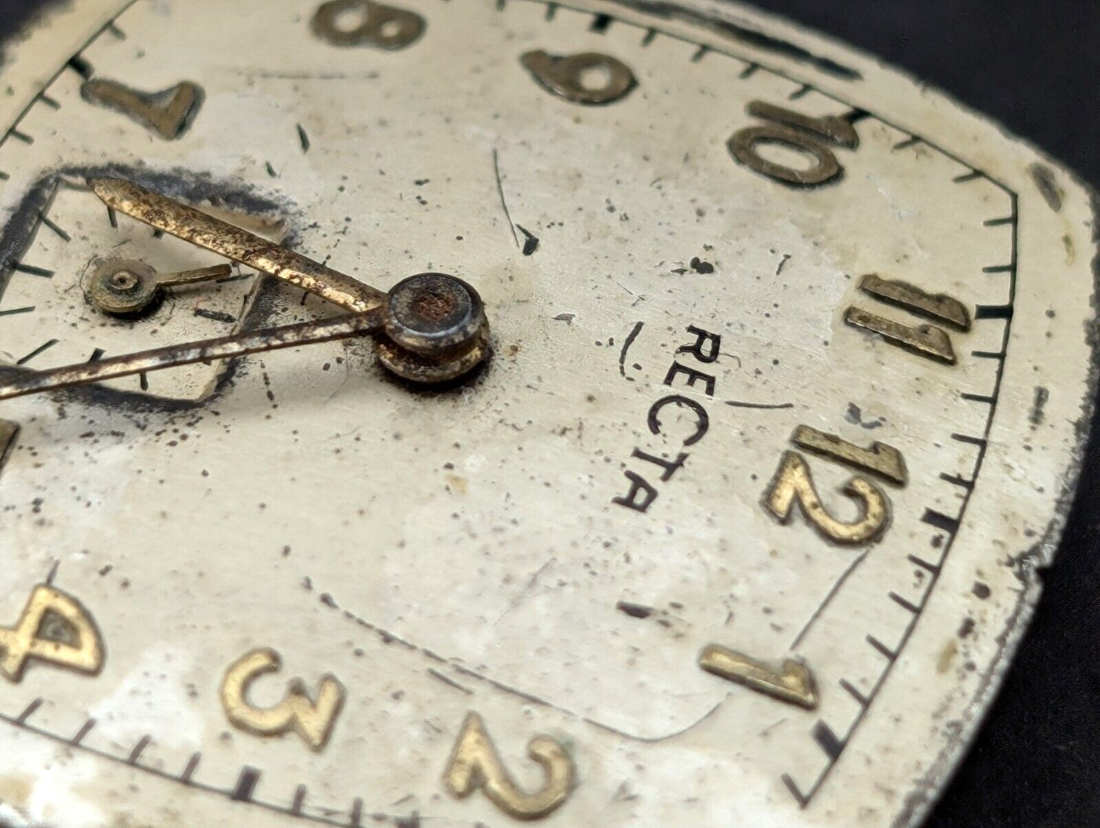 Vintage RECTA Watch Co Rounded Square Art Deco 20mm Movement for PARTS or REPAIR