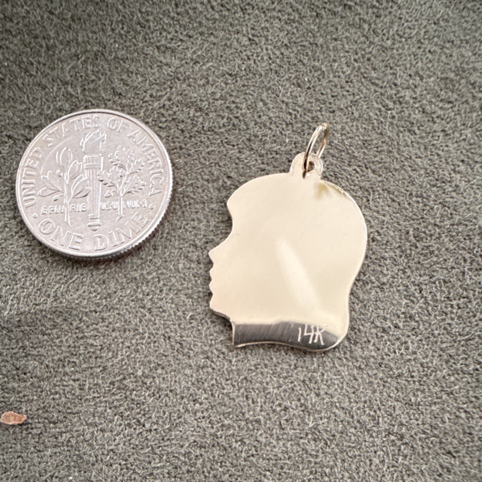 14K Yellow Gold Child or Girls Head Silhouette for Engraving