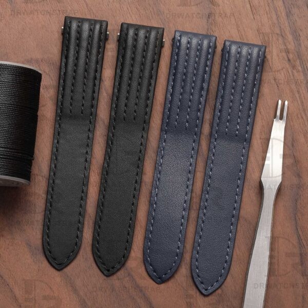 Custom quickswitch calfskin leather strap for Cartier Roadster with grooves