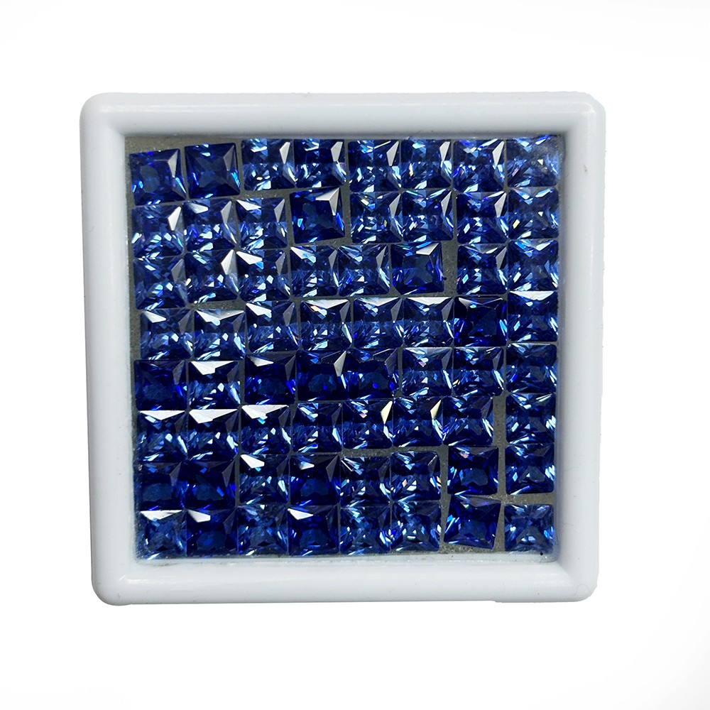 100 Pcs Natural Blue Sapphire 5x5mm Square Cut CERTIFIED Loose Gemstone Lot