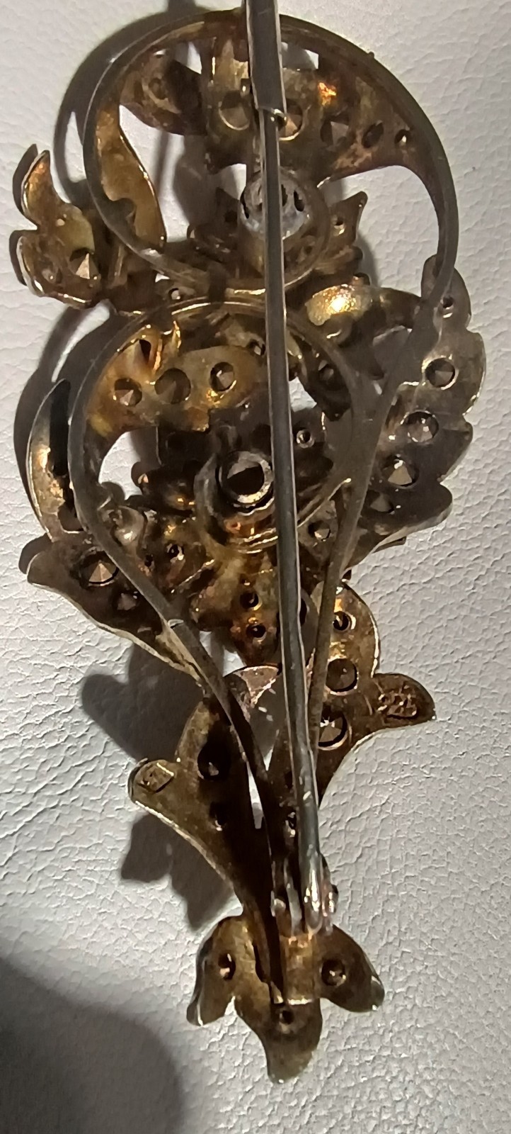 Vintage Marked 925 Silver Victorian Paste Brooch ,2.5″ Long ,