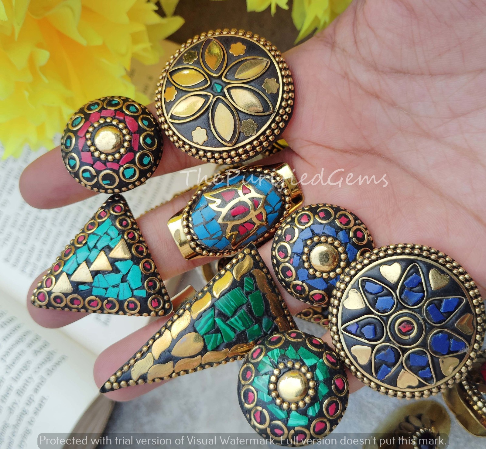 Lapis Lazuli & Mix Nepali Adjustable Rings For Women/Boho Rings Jewelry/Gift Her