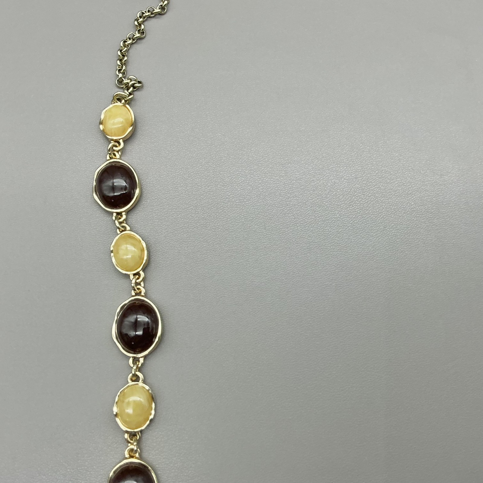 Ann Taylor Necklace Station Bead Glass Oval Gold Tone Multi Jewelry 26 Inch