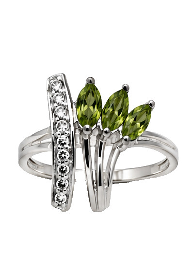 Women’s Ring Dainty Green 3 Peridot Zircon Contemporary Statement Ring (9) NEW!