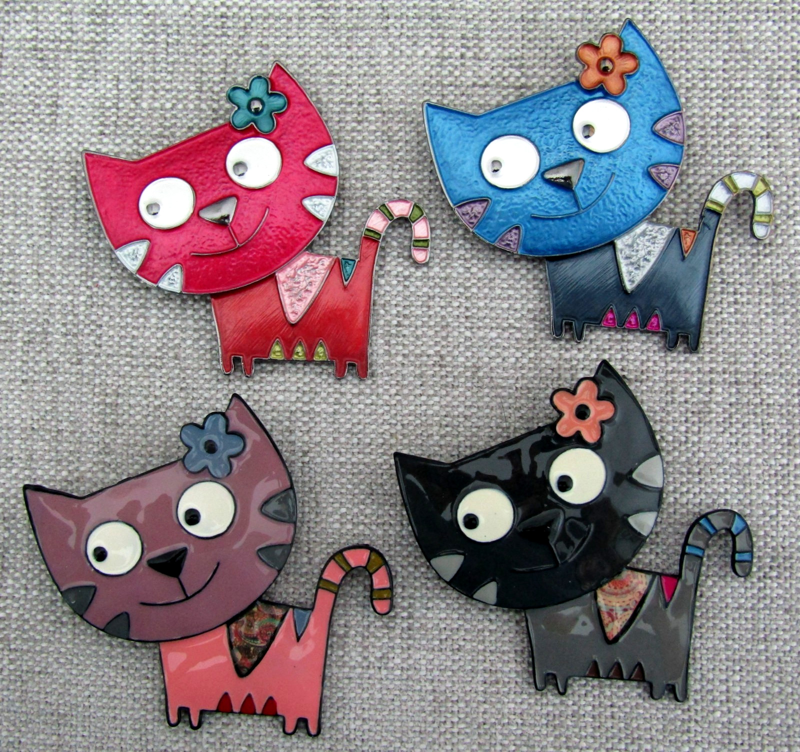 Cat Pin Brooch Enamel on Metal Mixed Assortment ** YOU CHOOSE COLOR **