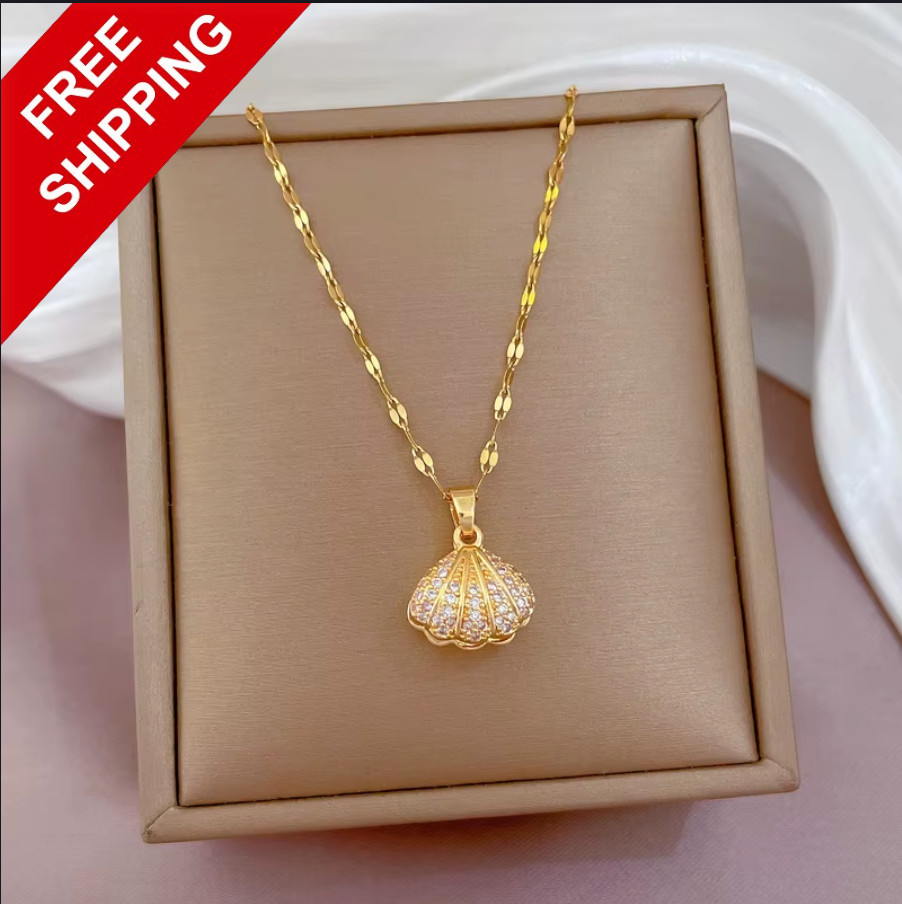 Luxury Gold Classic Shell Pearl Necklace Pendant Women’s Fashion Jewelry