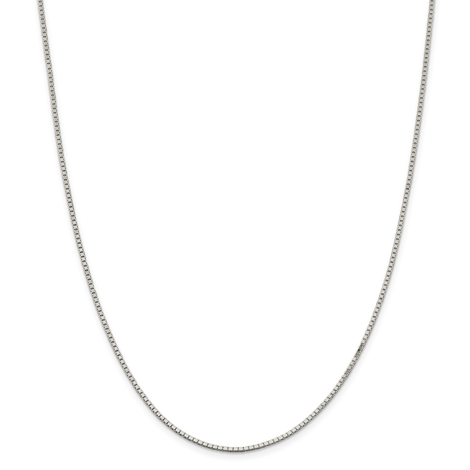 Sterling Silver Solid Polished 1.5mm Plain Box Chain w/ Lobster Clasp 16″ – 36″